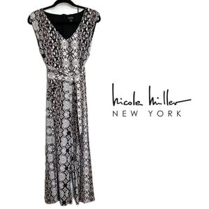 Nicole Miller NY Python Print Jersey Sleeveless Cropped Wide Leg Jumpsuit Size 2